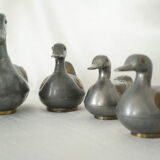 Set of vintage tin and brass duck boxes