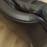 Brown leather sofa, Danish design, 1970s, designer: Werner Langenfeld, manu