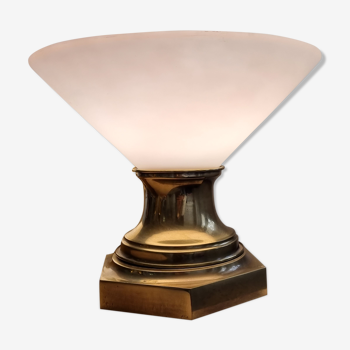 Old brass and opaline table lamp