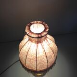 Brass bedside lamp and pink/vintage lampshade 60s-70s