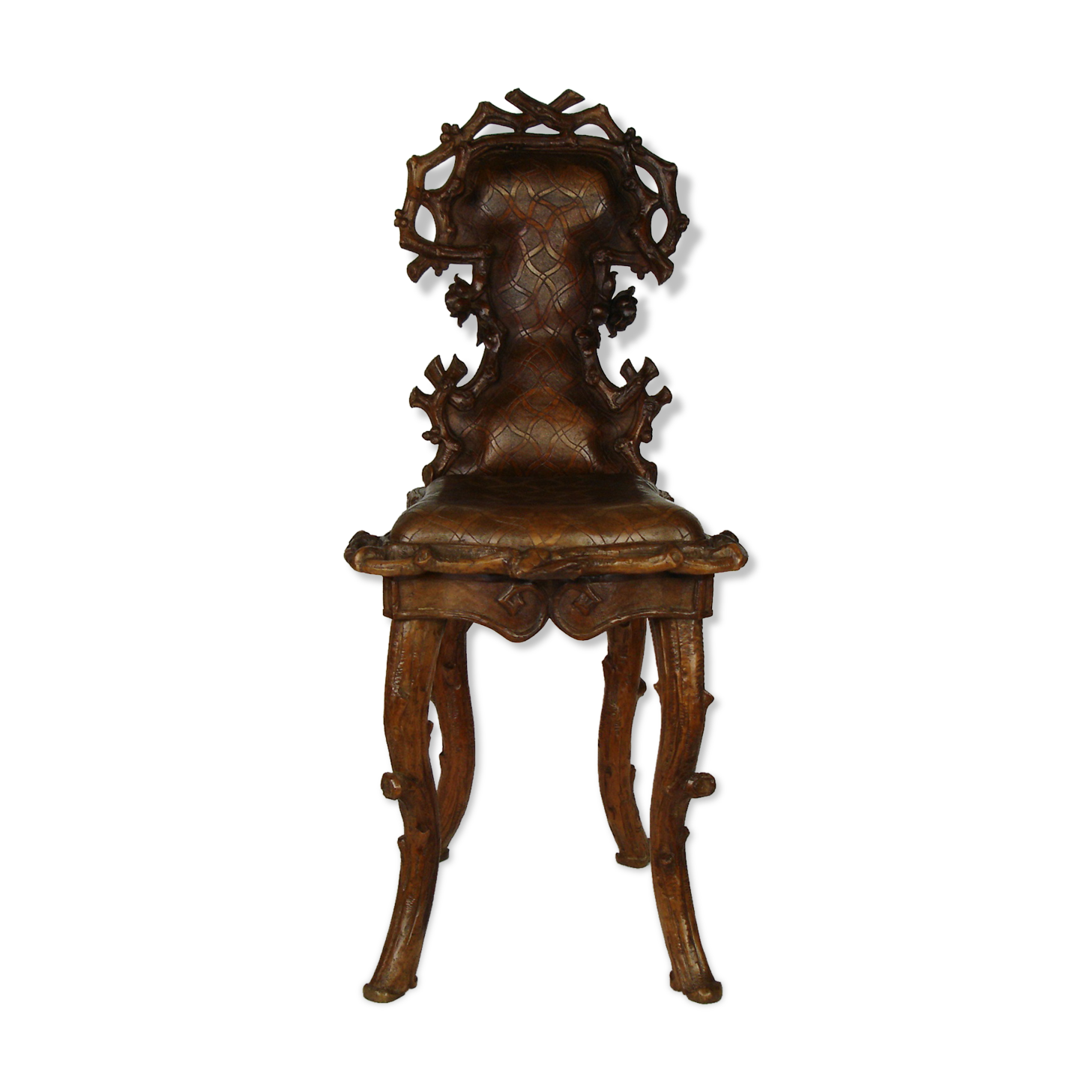 Sculpted chair in "black drill" style