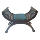 Tabouret Curule Vintage avec Assise Retapissée
