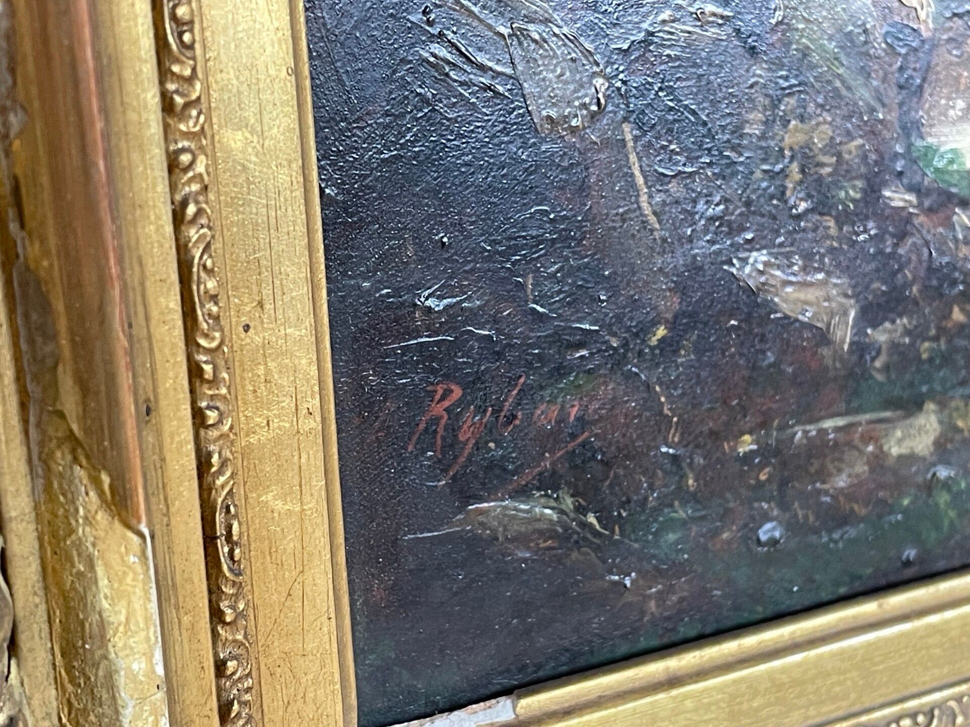 A. Ryban: Oil on panel man in a boat. dated 1877