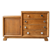 Commode asymétrique art déco chêne brut rénovée