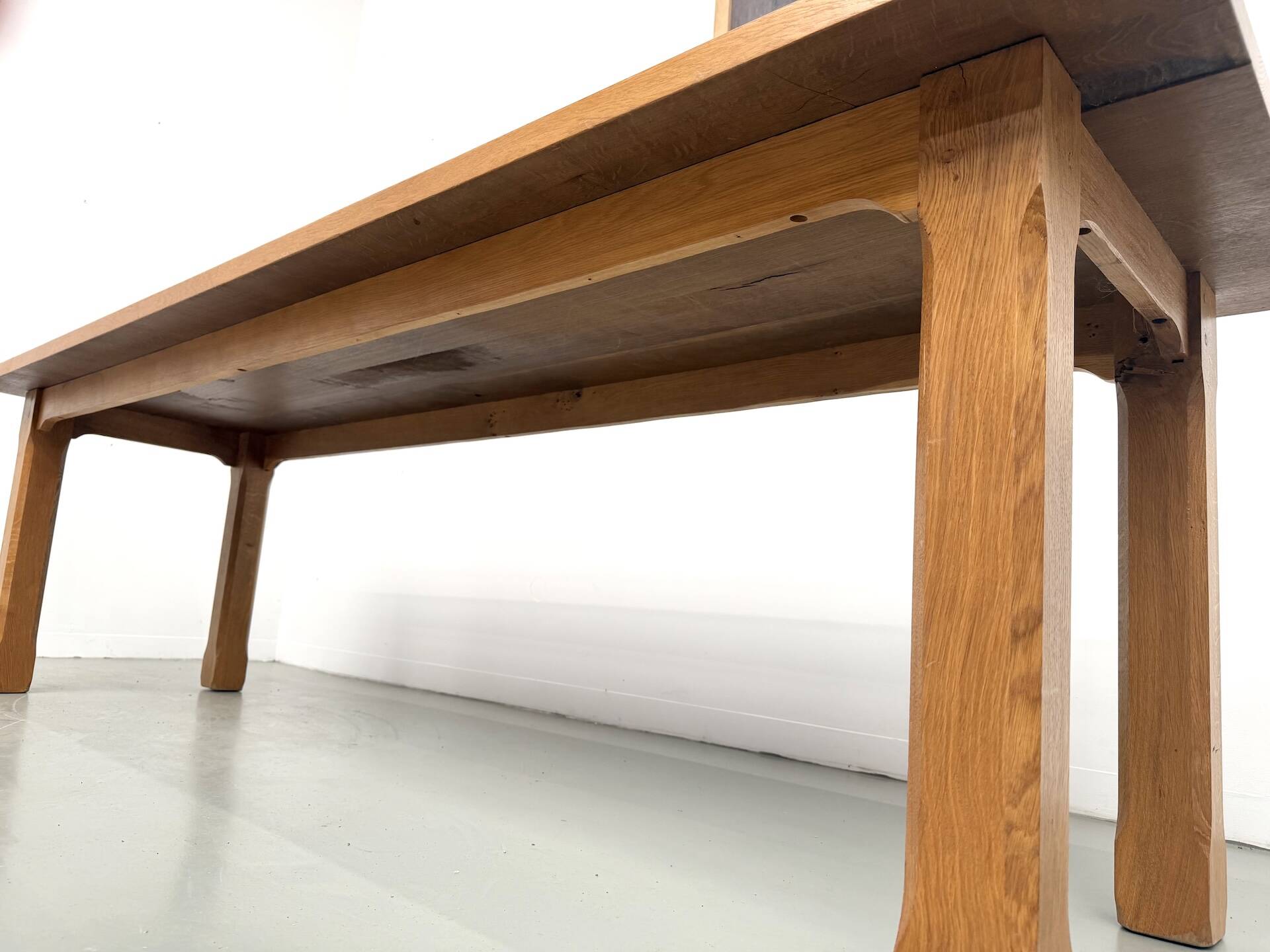 XL brutalist dining table in solid oak