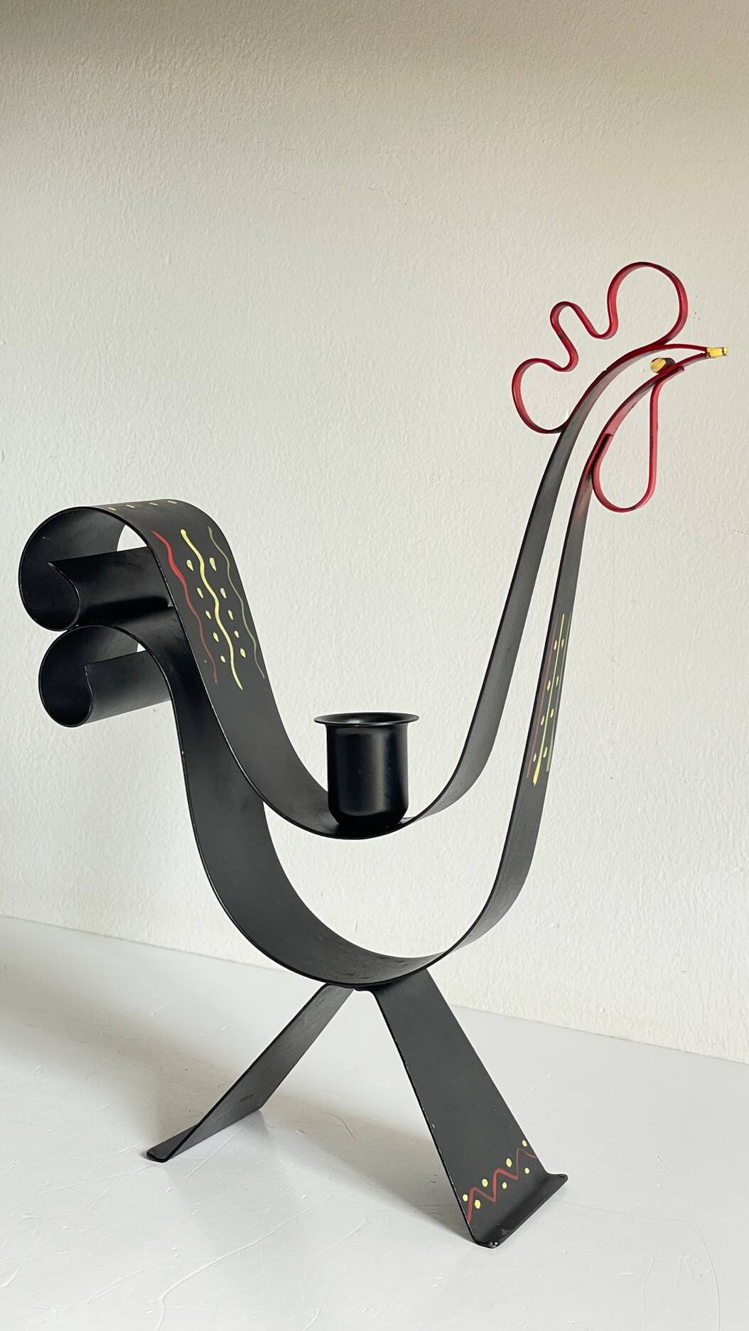 Bougeoir forme coq suède vintage