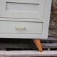 Vintage Parisian wardrobe in sage green – Mirror, hanging space and drawers