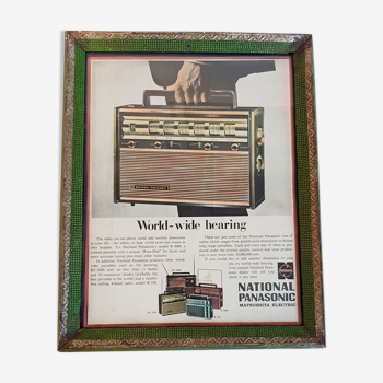 Old advertisement National Panasonic original paper print under old frame
