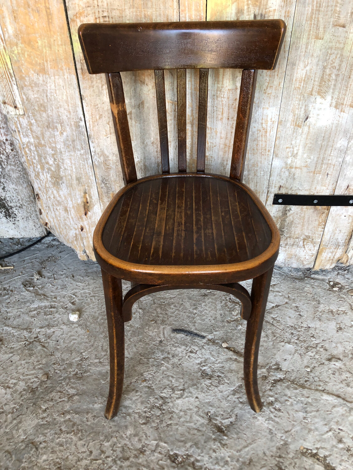 Chair bistrot baumann dark wood 70s vintage #a201