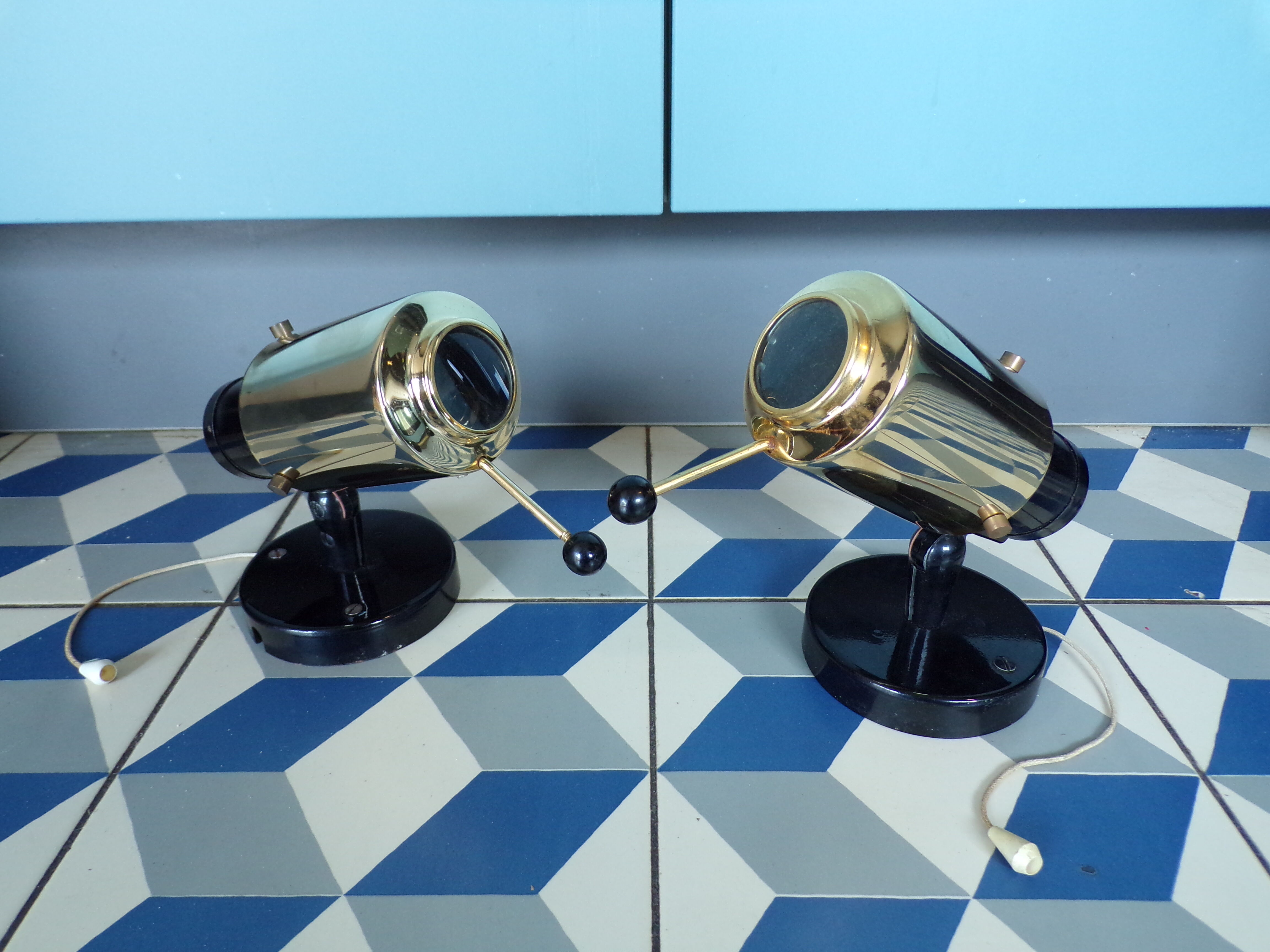 Pair of Zodiac wall lamps by Jacques Biny for Lita