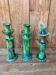 3 Tamegroute candle holders in green glazed ceramic from Morocco.