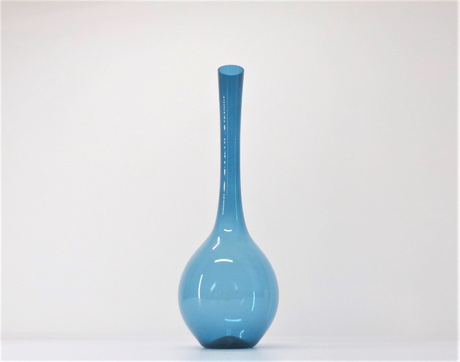 Blue Scandinavian tulip vase 1960