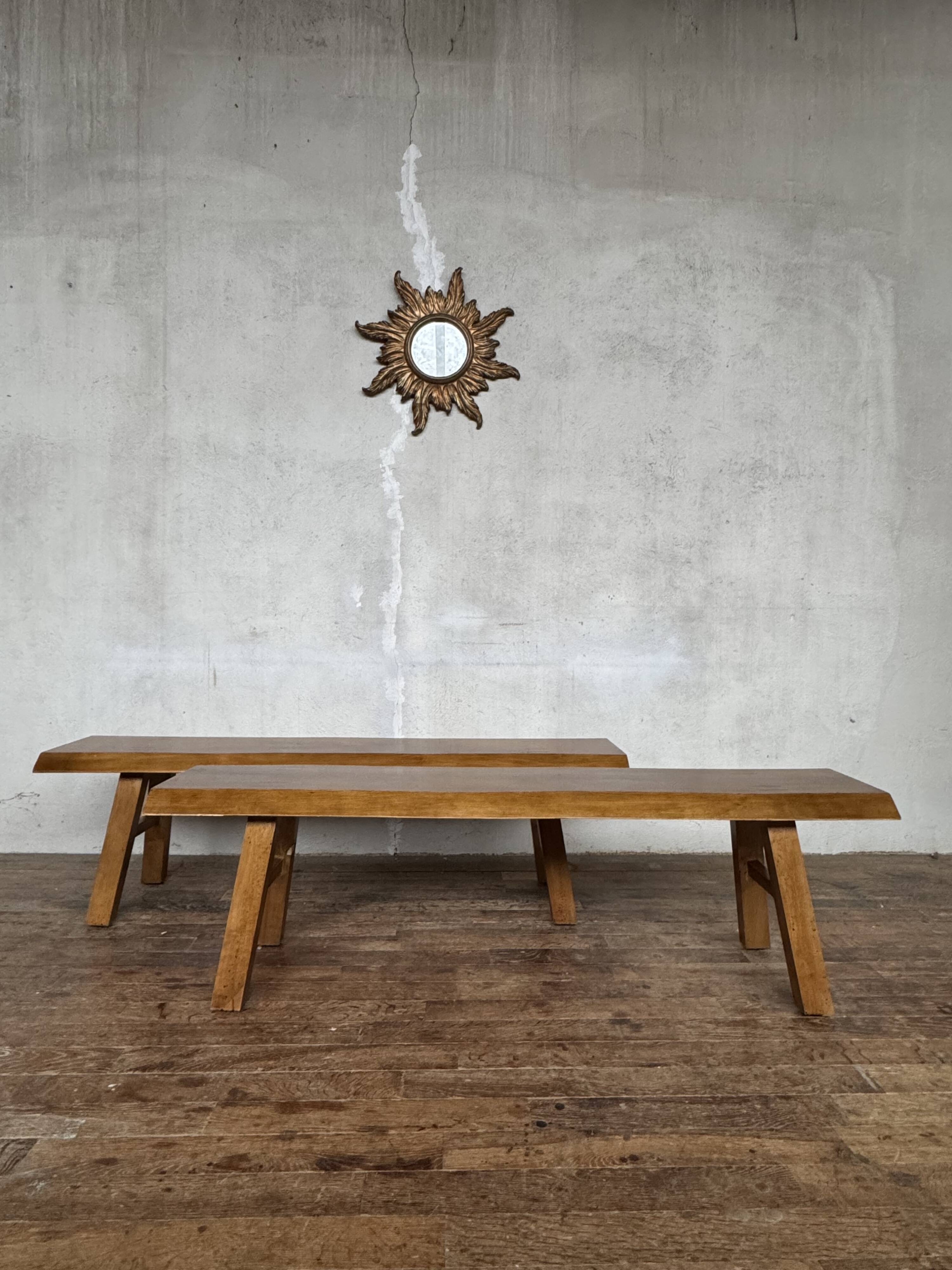 Vintage brutalist bench pair