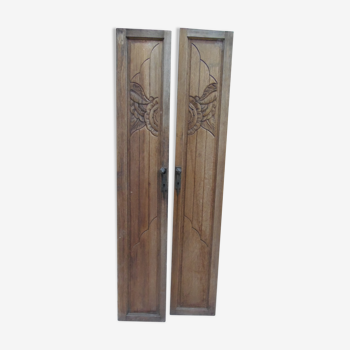 2 portes d'armoire art déco en chêne brut