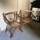 Pair of canework golden armchairs