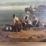 Old Painting French School Marine Port 19th Century Gaultier