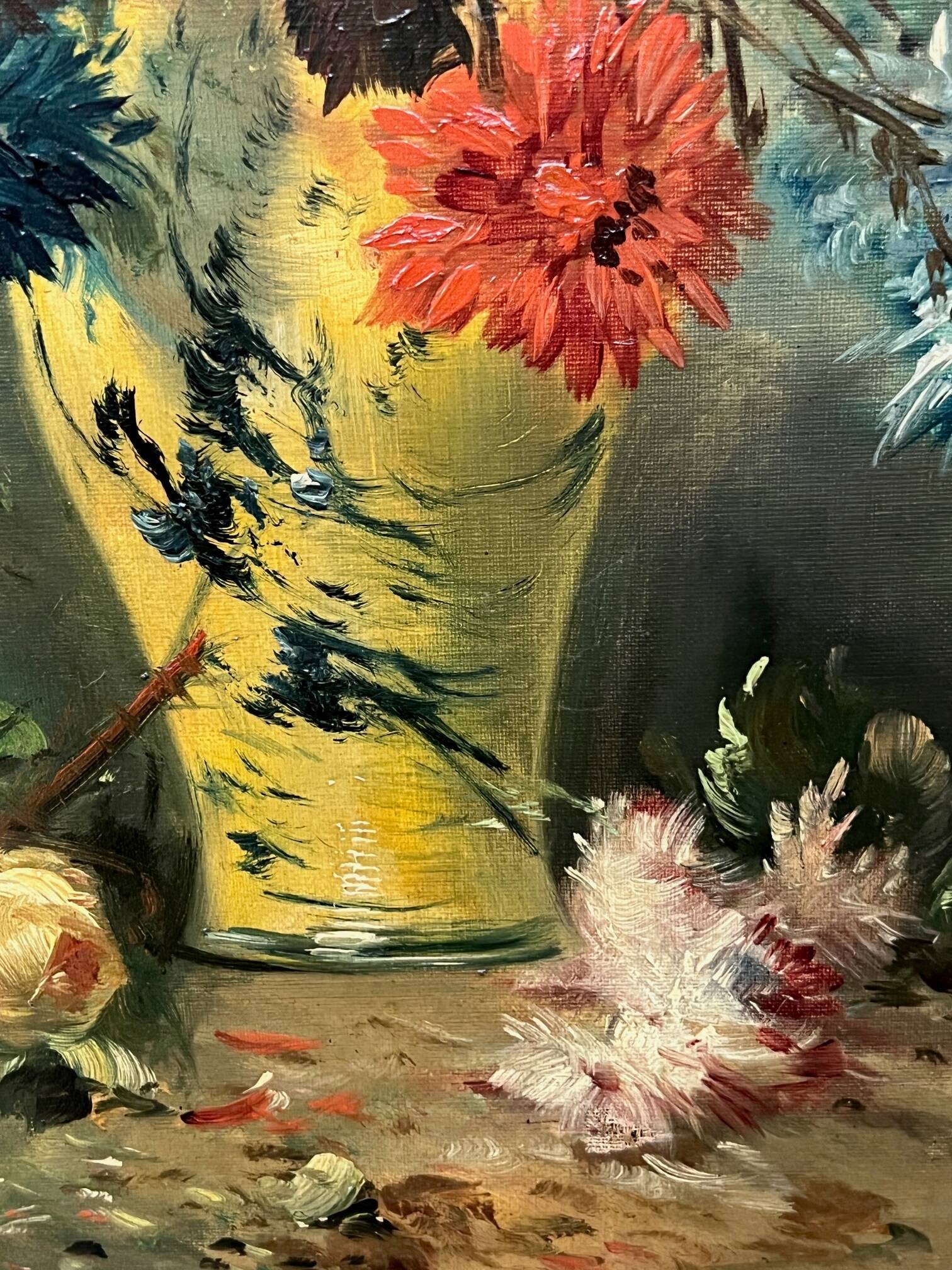 Still life with flowers. Oil on canvas. Artist's signature.