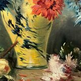 Still life with flowers. Oil on canvas. Artist's signature.