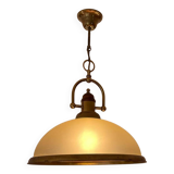 Lustre coupole verre et laiton