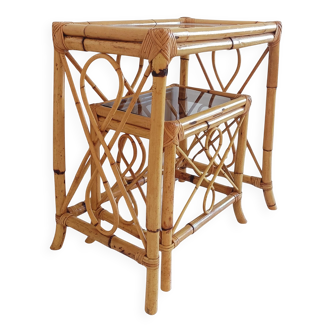 Mid-Century Modern Bamboo & Rattan Nesting Tables, Spain, 1960s