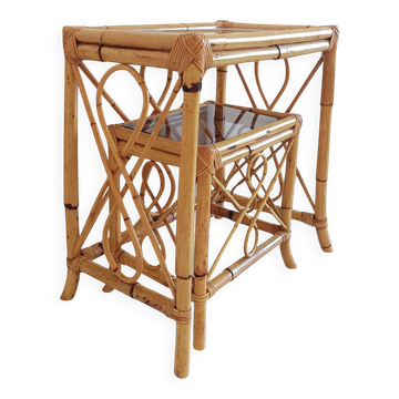 Mid-Century Modern Bamboo & Rattan Nesting Tables, Spain, 1960s