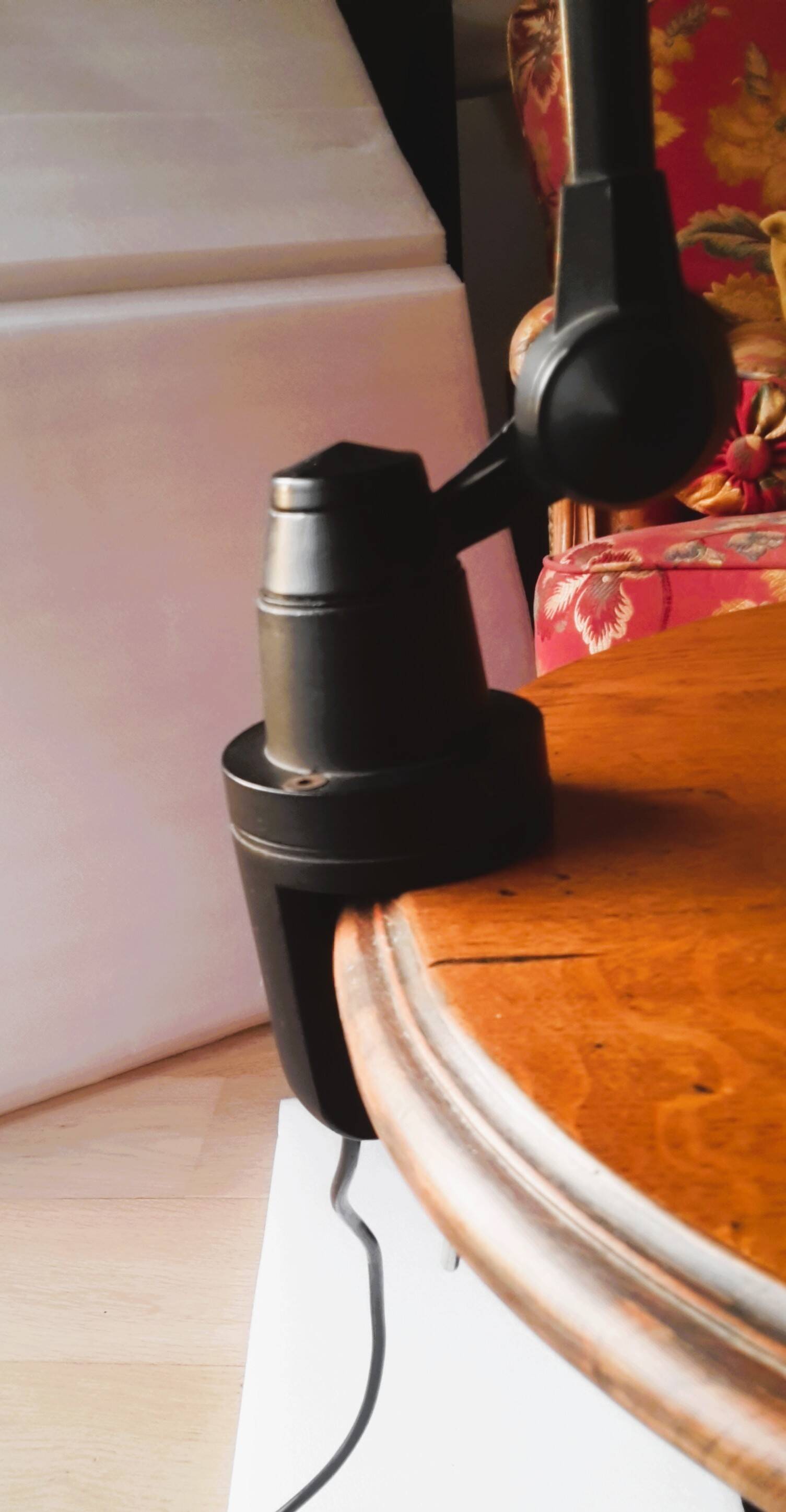 Old black Jieldé workshop lamp with clamp, 2 arms (35 and 50cm) - E27 150W.