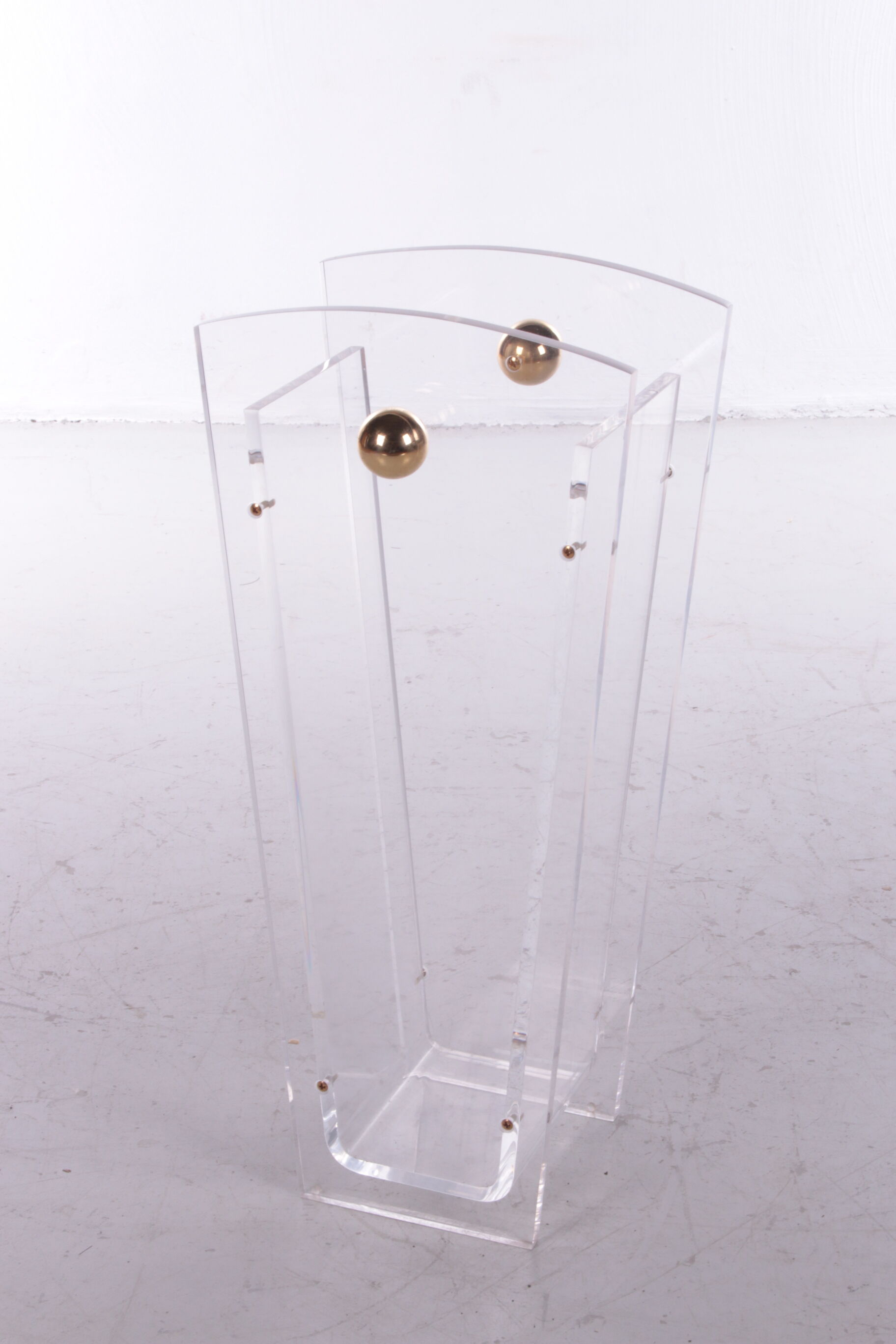 Plexiglass Umbrella Stand Charles Hollis Jones with brass accents, 1970