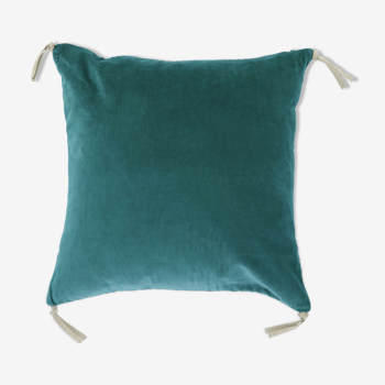 Velvet cushion 45x45cm duck blue color