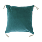 Coussin en velours 45x45cm couleur bleu canard