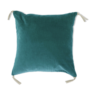 Velvet cushion 45x45cm duck blue color