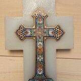 Cross enameled on onyx