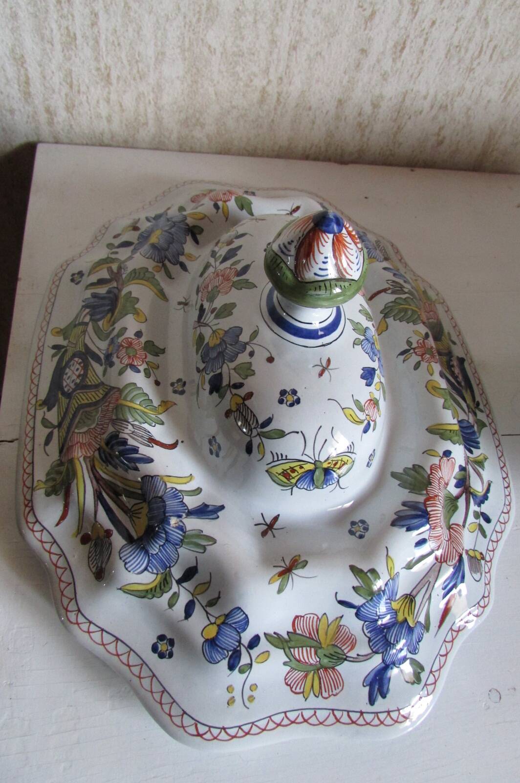 Compotier, soup tureen, vegetable dish in Rouen earthenware