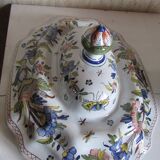Compotier, soup tureen, vegetable dish in Rouen earthenware