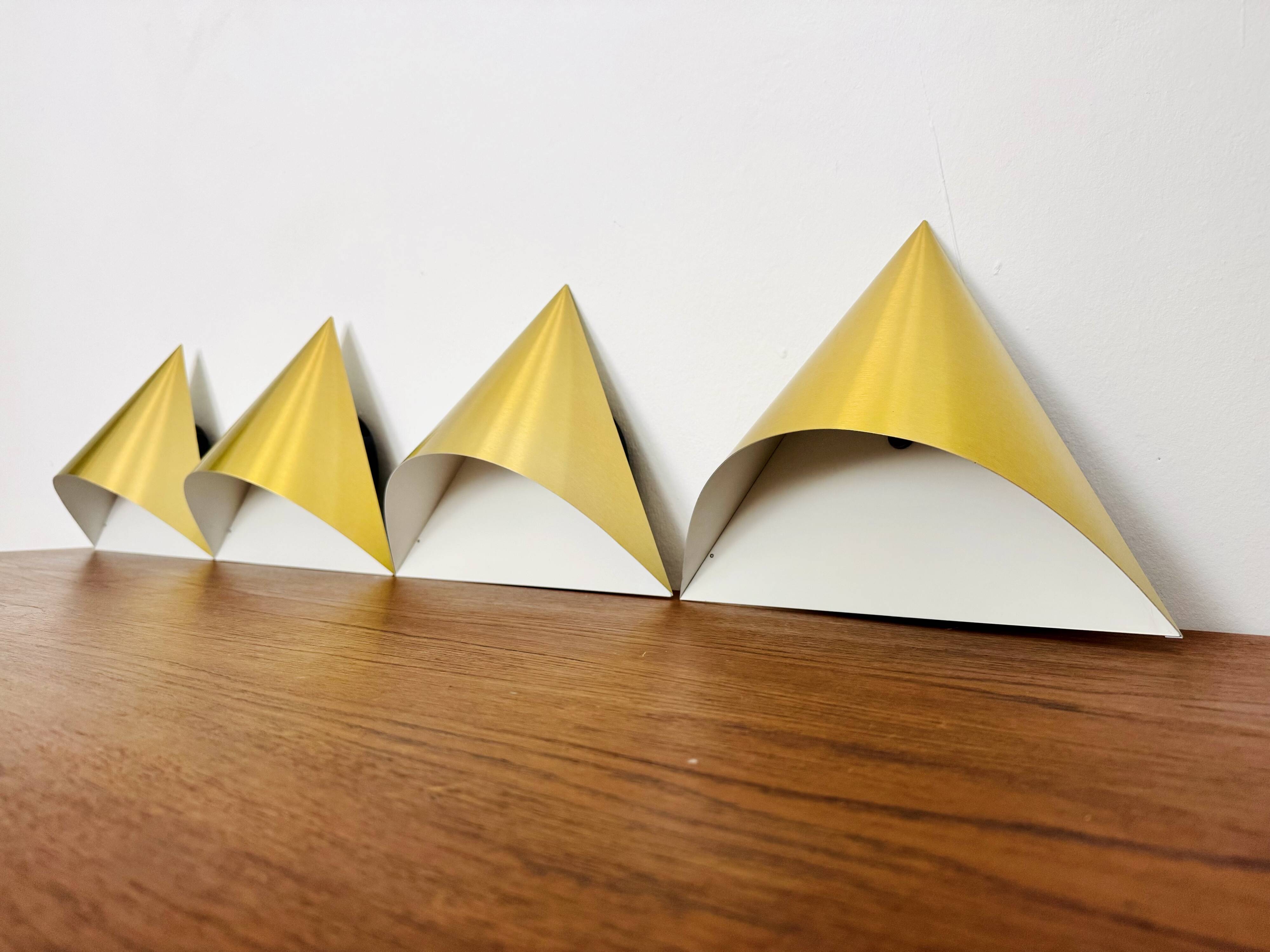 Ensemble de 4 appliques murales dorées de l'ère spatiale par Dieter Witte pour Staff
