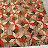 Tapis ancien Américain Hooke géométrique fait main 146x234cm 1900