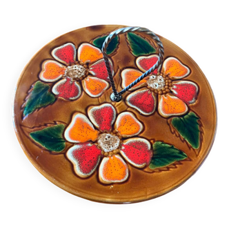 Vintage Vallauris cheese tray France flower pattern