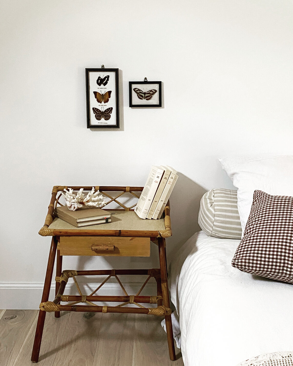 Pair of rattan bedside tables