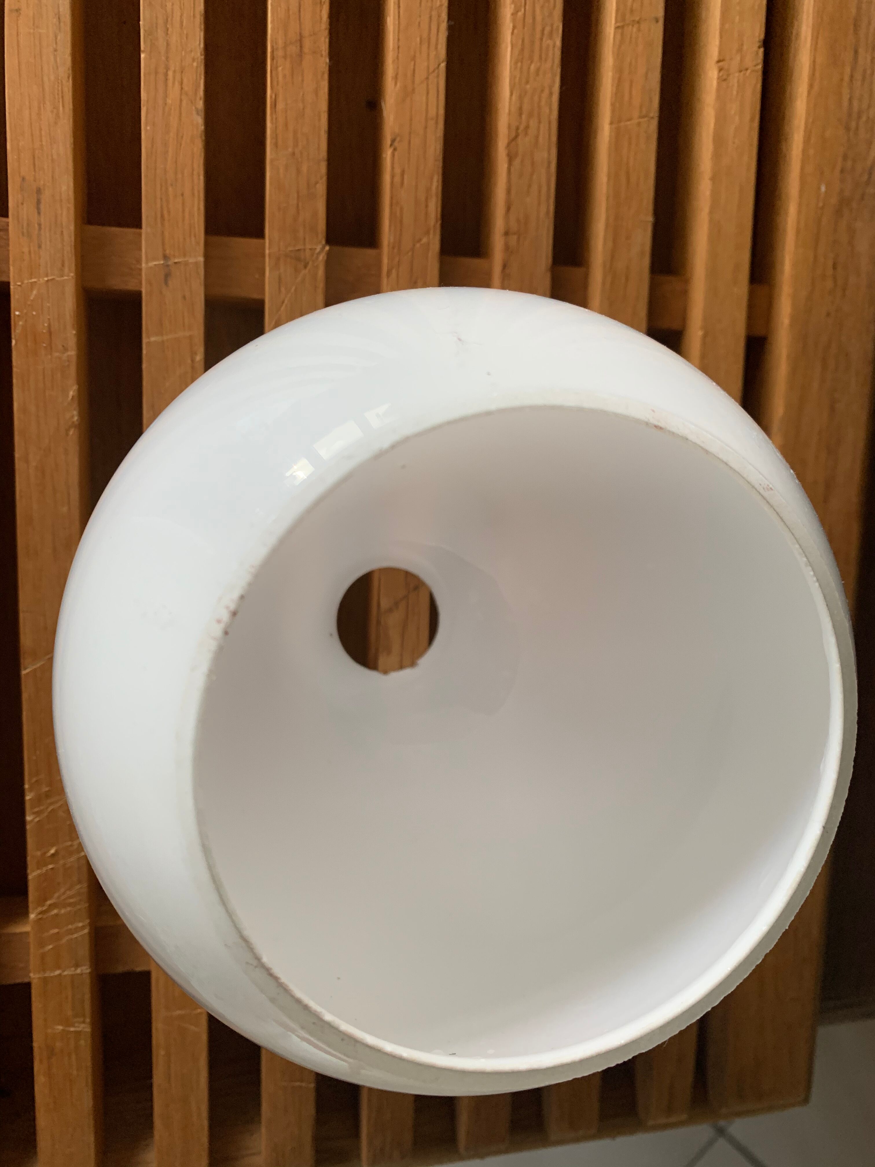 Globe ball in vintage white opaline