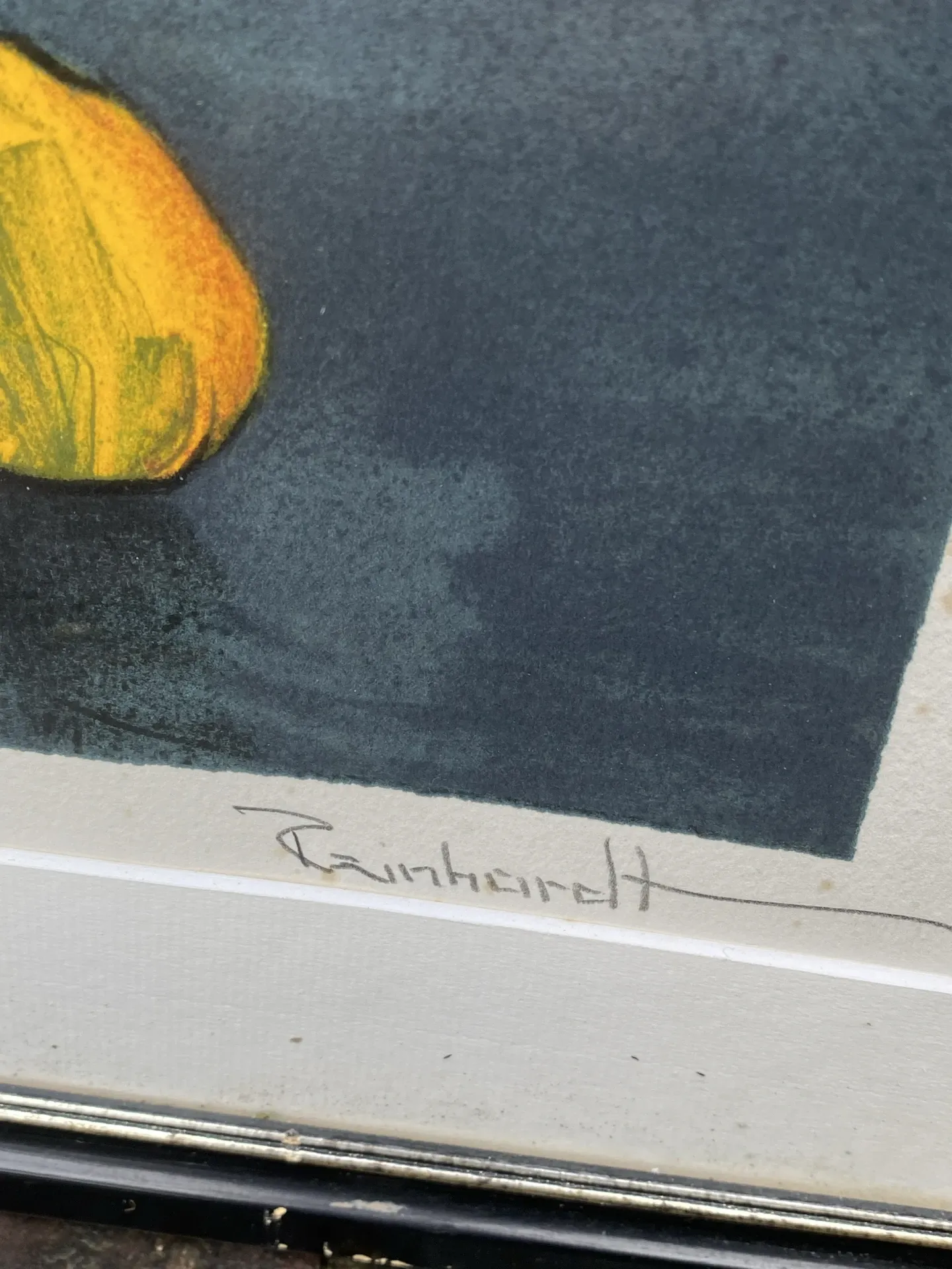 Large signed vintage lithograph