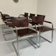 Lot 8 chaises tubulaires cuir métal design bauhaus années 70 vintage