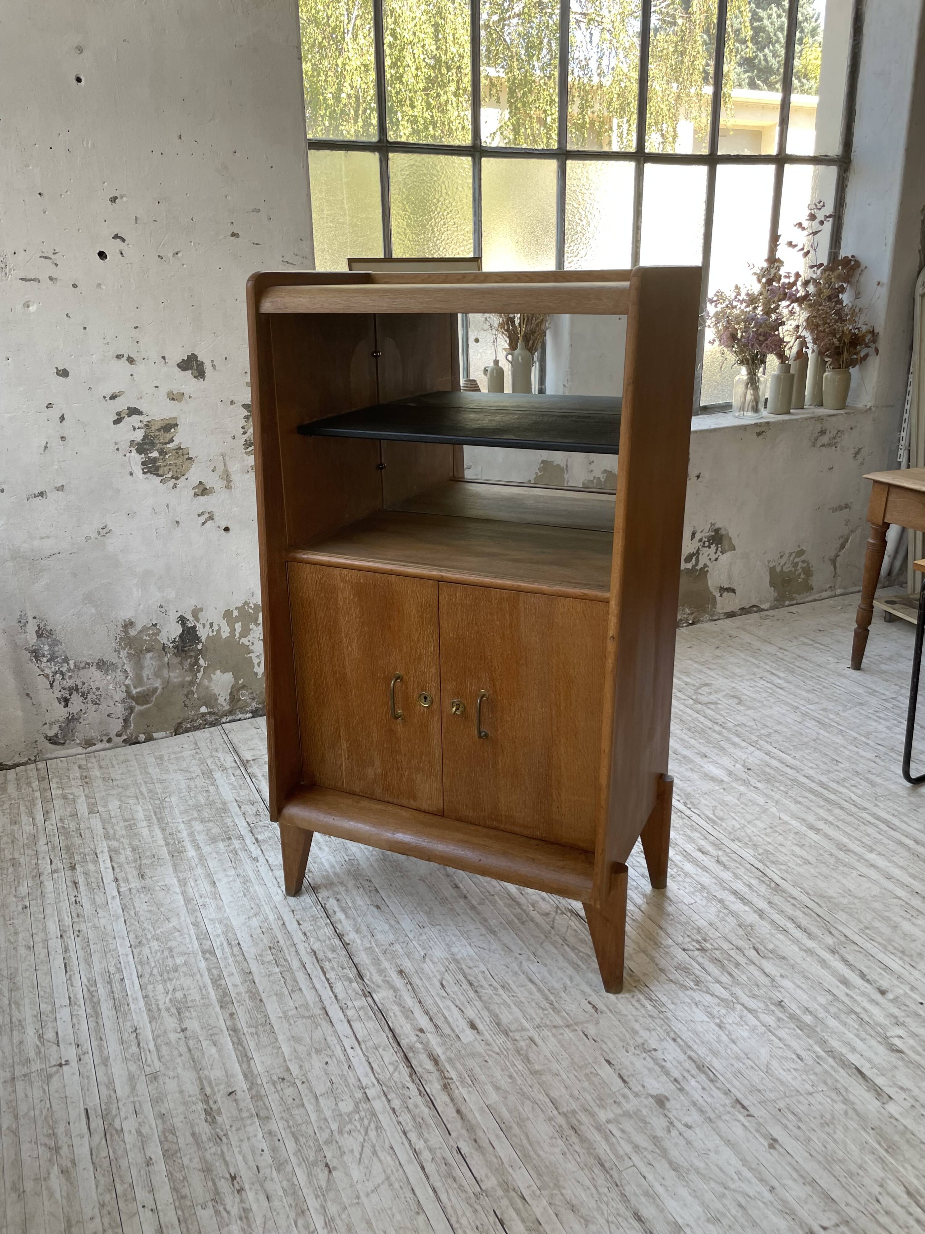 Meuble de rangement secrétaire chêne années 60