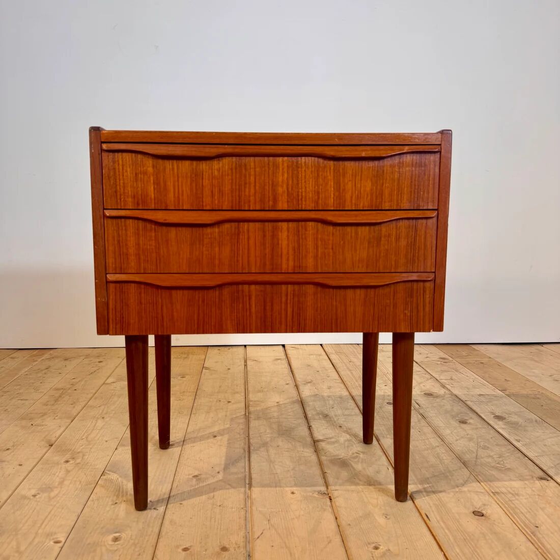 Danish teak bedside table with three drawers, 1960s.