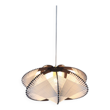 Suspension tissée en bois style scandinave vintage – Corolle L – D54 cm