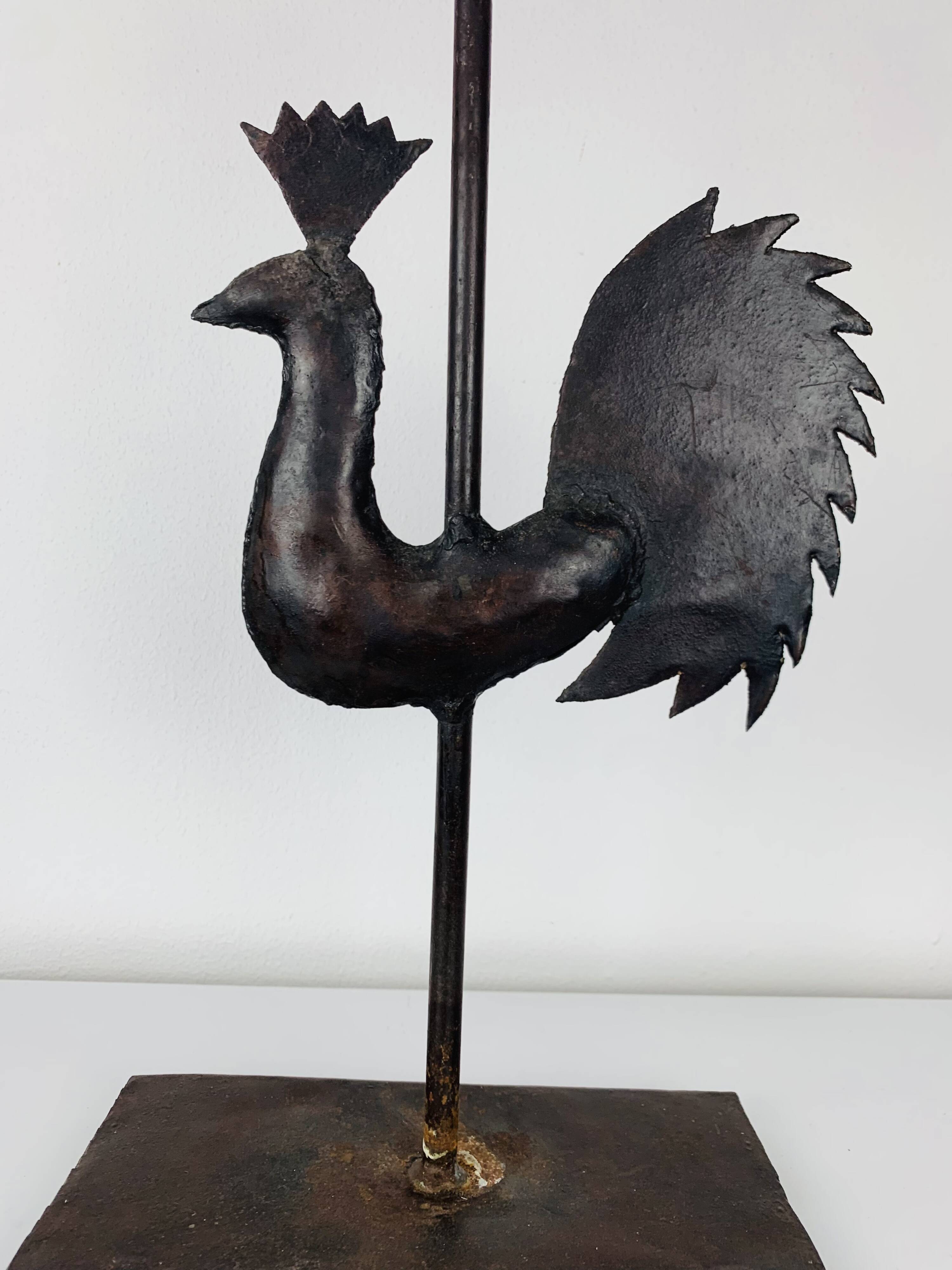 Wrought iron rooster lamp, brutalist, vintage, 1970