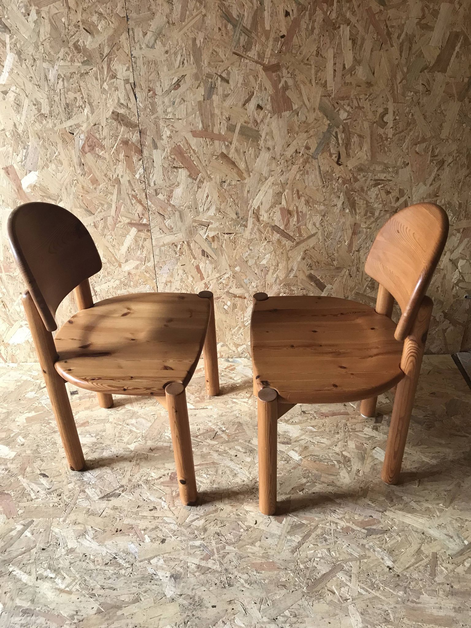 Pair of solid pine chairs by Rainer Daumiller, Germany 1960