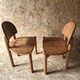 Pair of solid pine chairs by Rainer Daumiller, Germany 1960