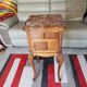 Antique walnut and marble bedside table