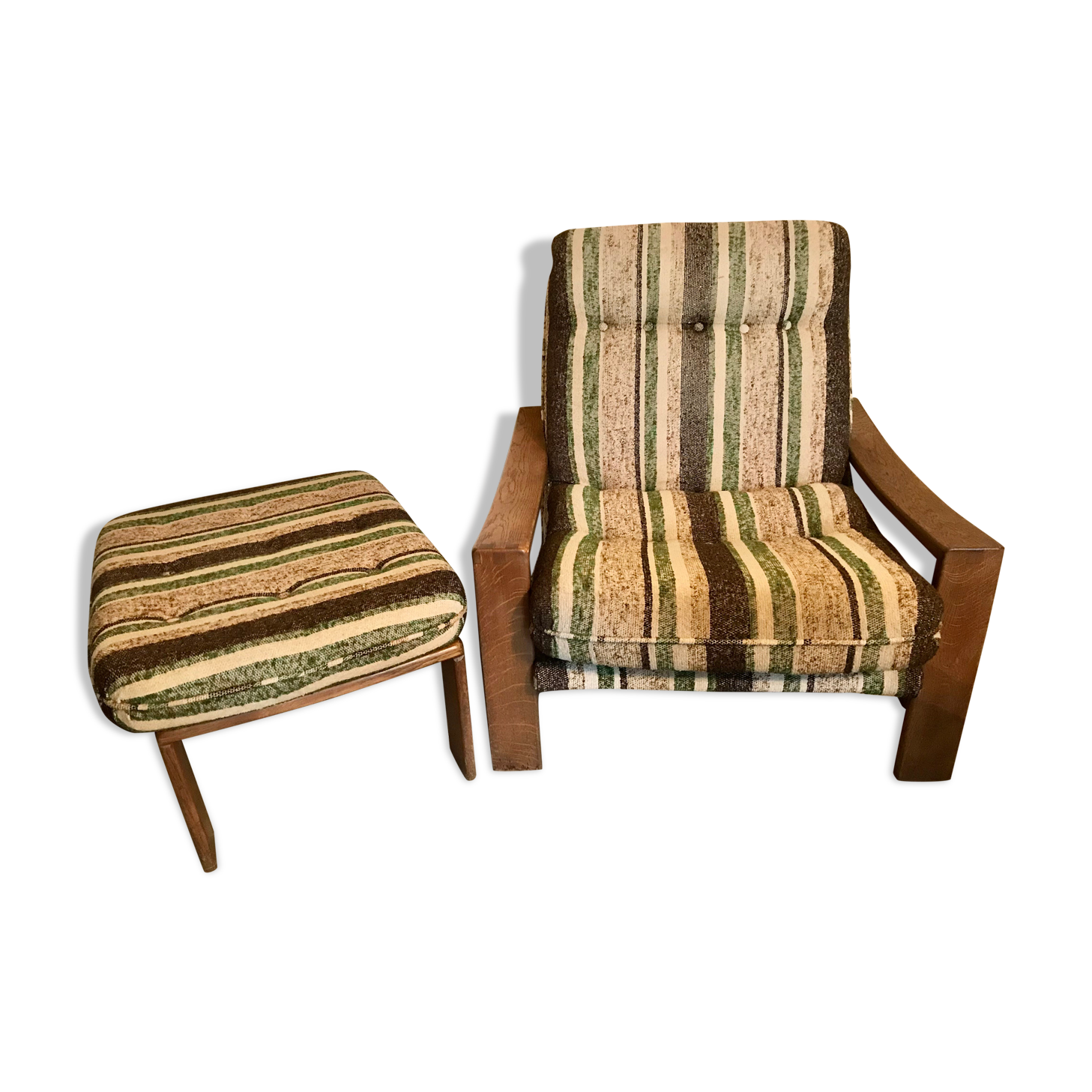 Armchair and vintage ottoman 1960-80 Sweden brutalism