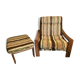 Armchair and vintage ottoman 1960-80 Sweden brutalism