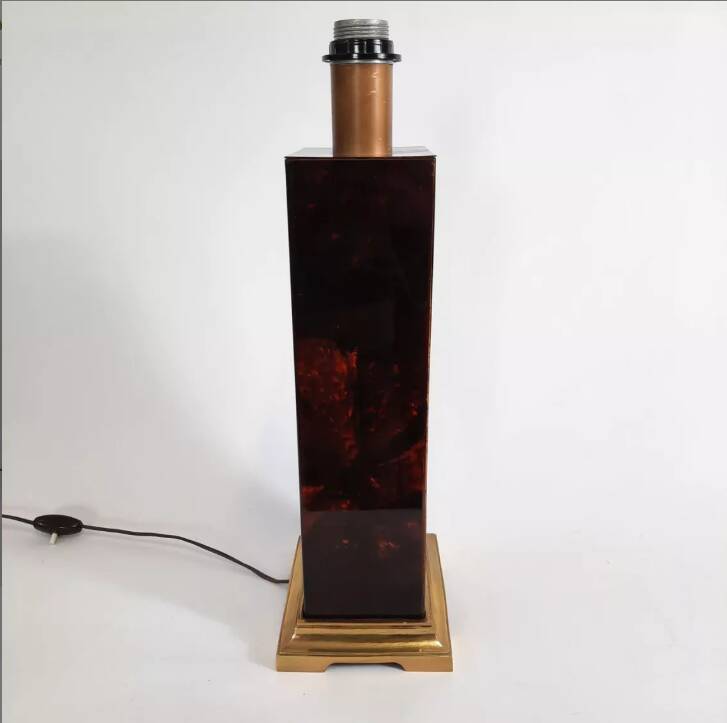 Lamp - briar and brass lucite effect - 1980s - vintage.